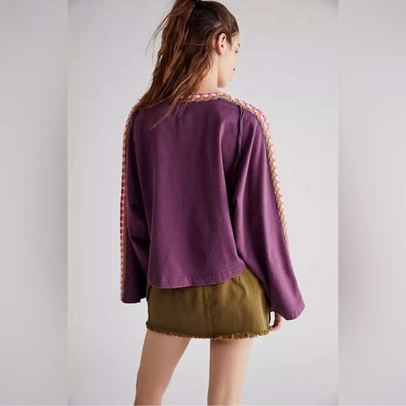 Free People Something Good Embroidered Cropped Long Sleeve Tee - Picture 4 of 11